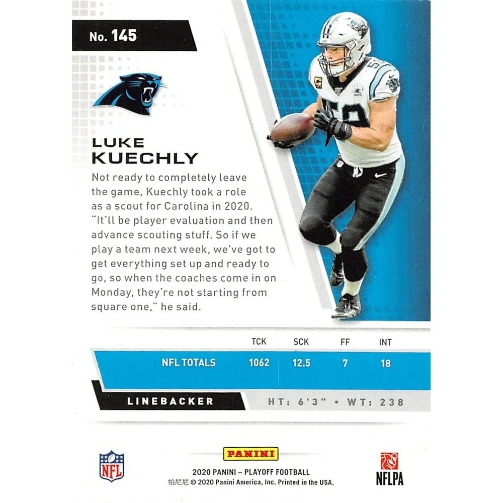 2020‎ Panini Playoff - Luke Kuechly #145